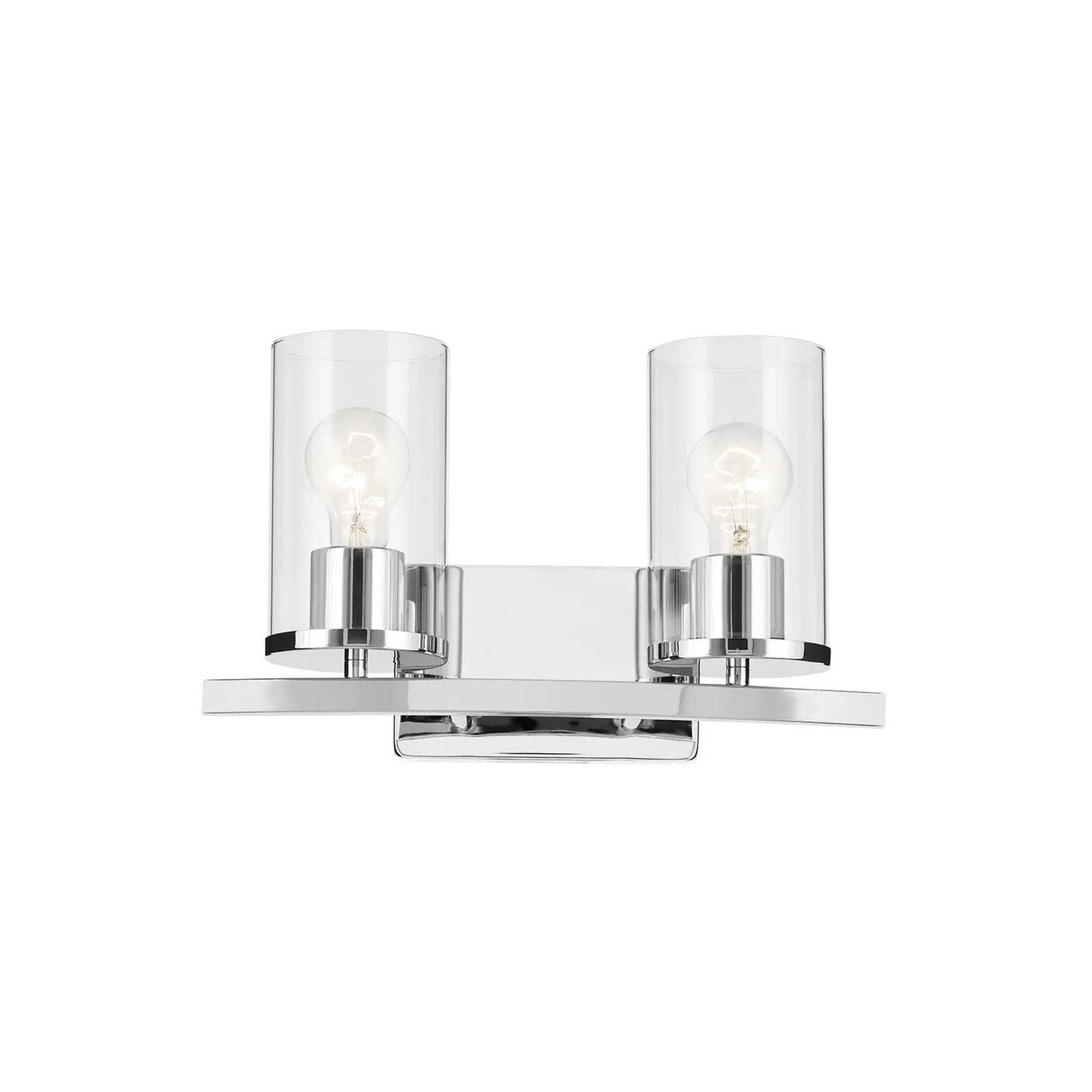 Crosby 15" 2-Light Bath Vanity Light, Chrome Finish, Etched Glass
