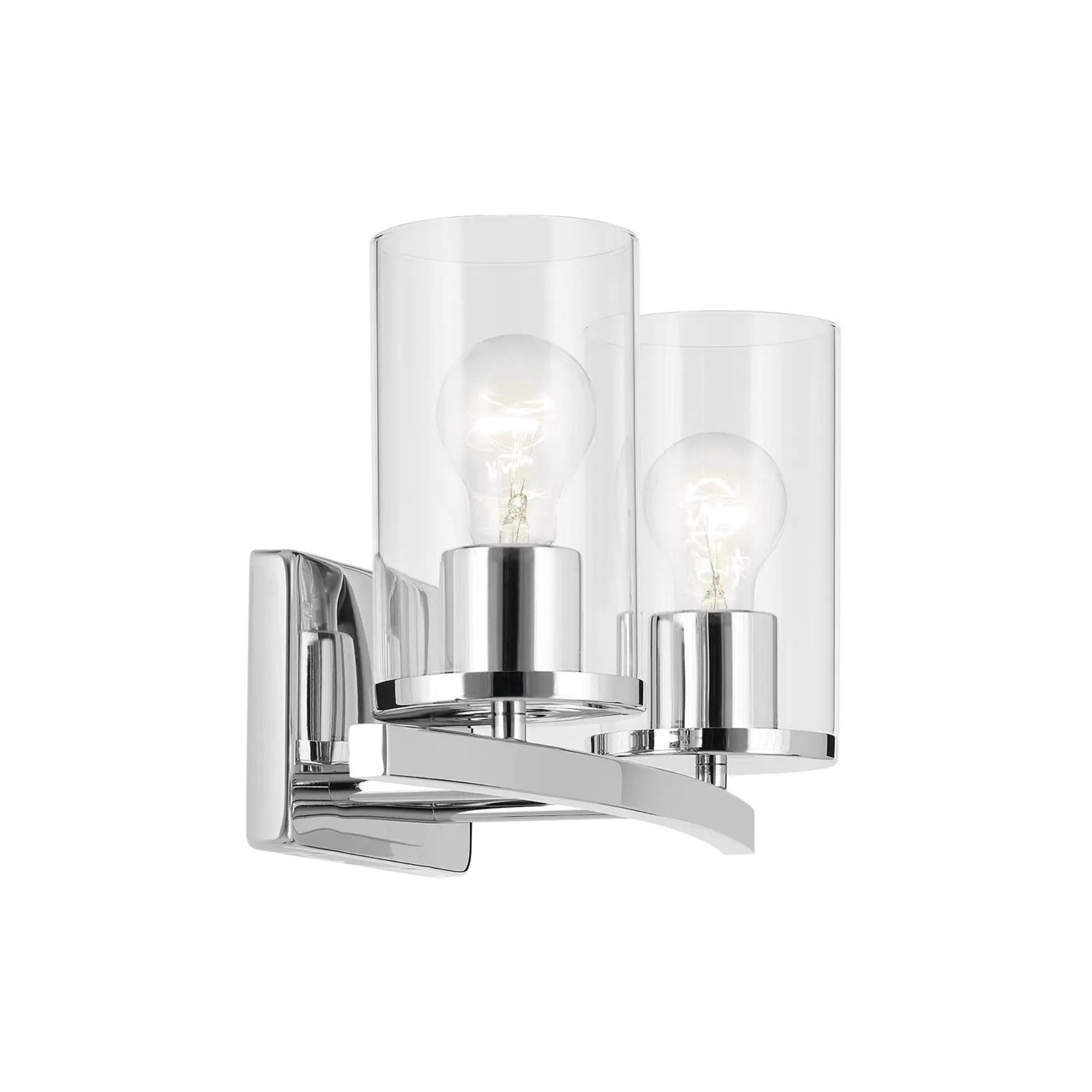 Crosby 15" 2-Light Bath Vanity Light, Chrome Finish, Etched Glass