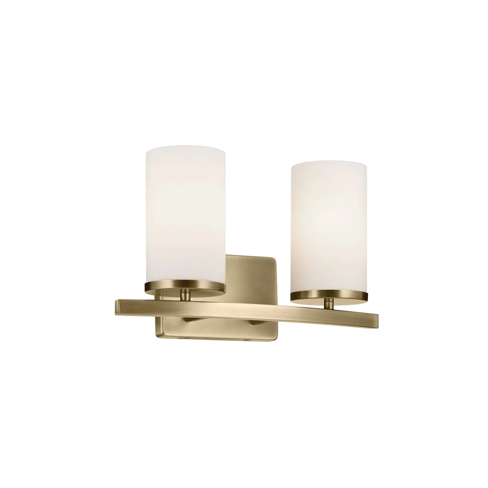 Crosby 15" 2-Light Bath Vanity Light, Natural Brass Finish, Etched Glass