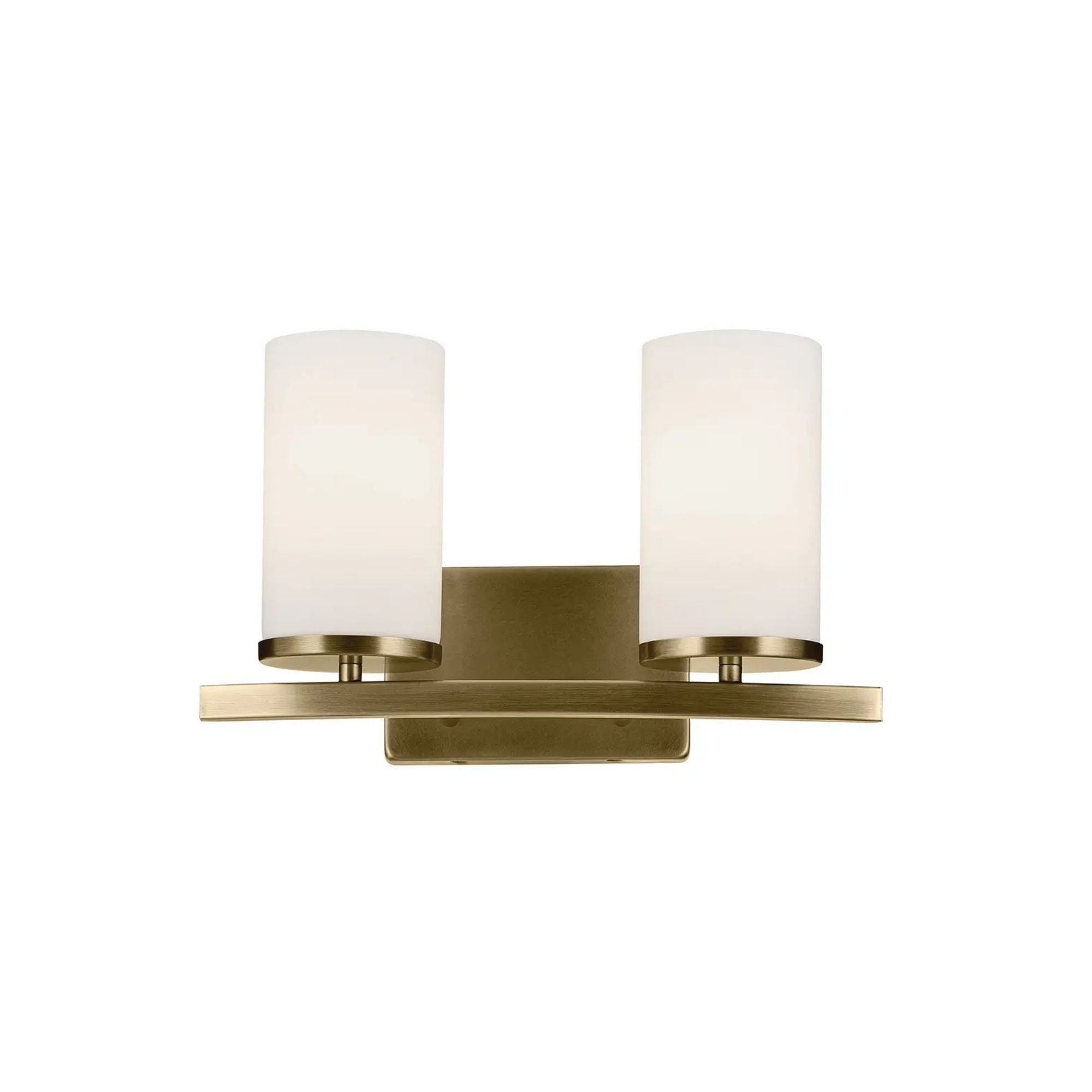 Crosby 15" 2-Light Bath Vanity Light, Natural Brass Finish, Etched Glass