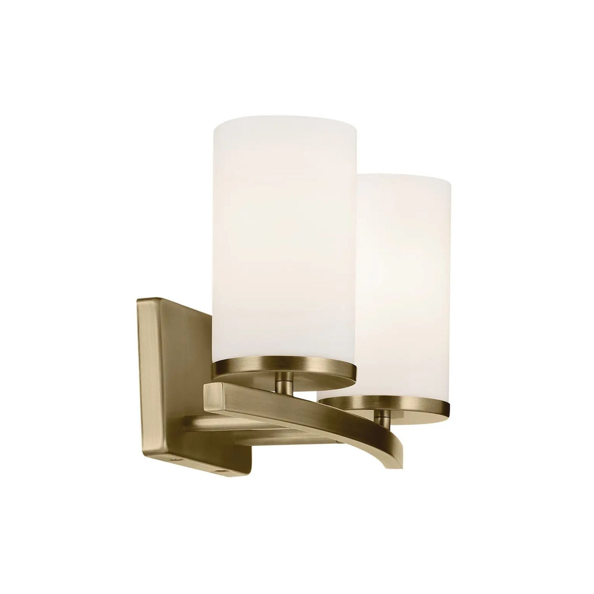 Crosby 15" 2-Light Bath Vanity Light, Natural Brass Finish, Etched Glass