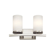 Crosby 15" 2-Light Bath Vanity Light, Brushed Nickel Finish, Etched Glass