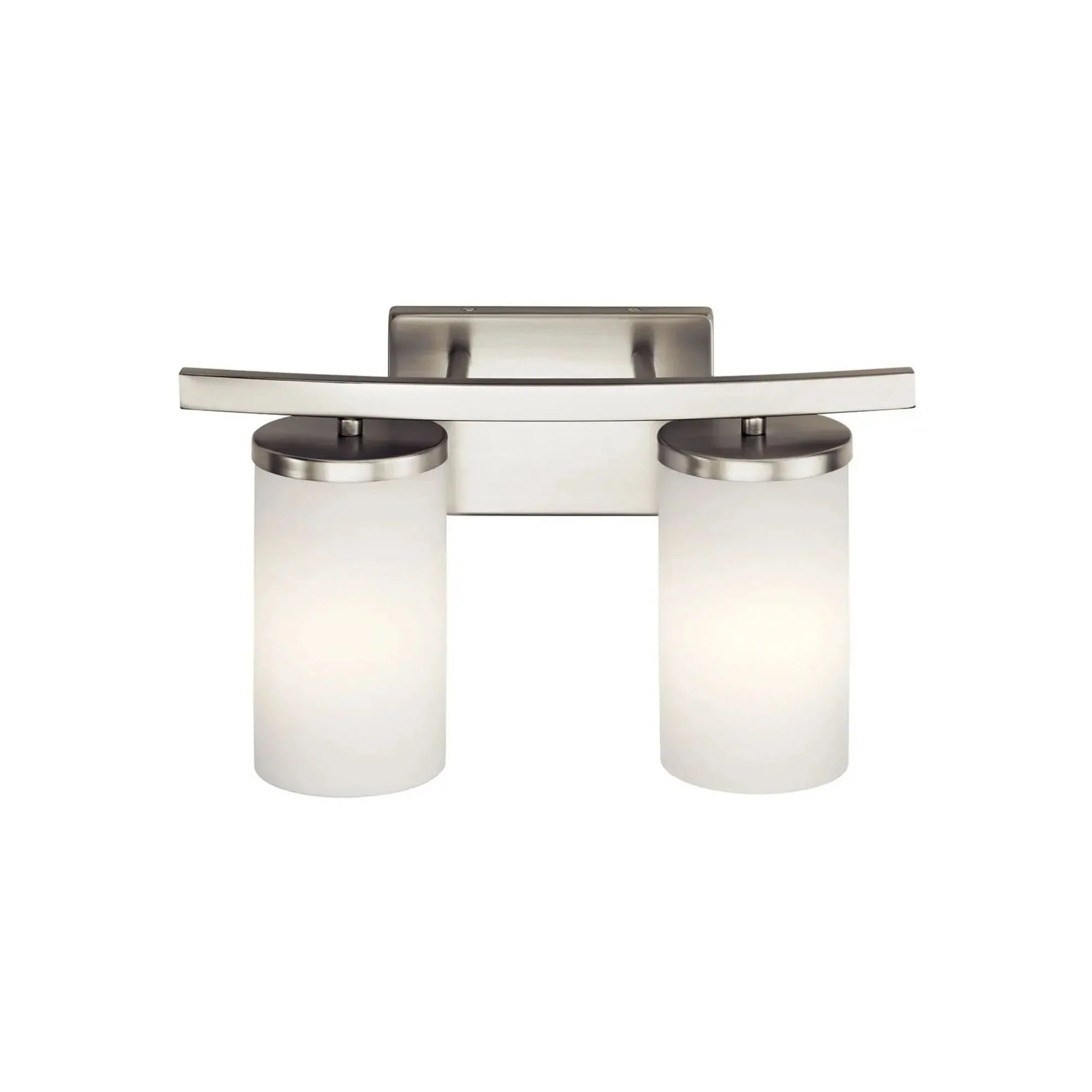 Crosby 15" 2-Light Bath Vanity Light, Brushed Nickel Finish, Etched Glass