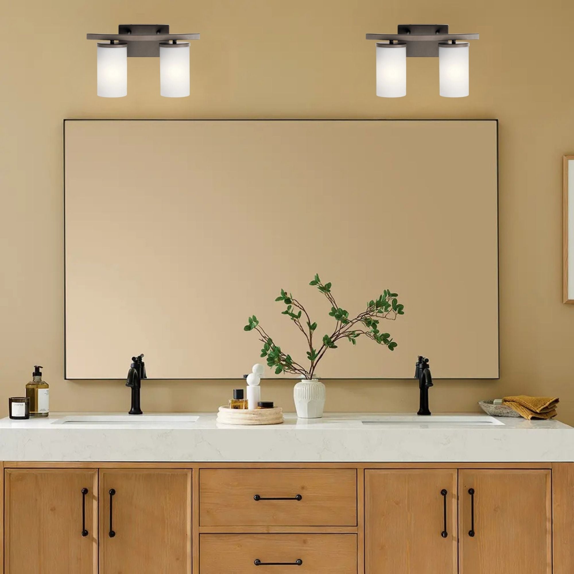 Crosby 15" 2-Light Bath Vanity Light, Olde Bronze Finish, Etched Glass