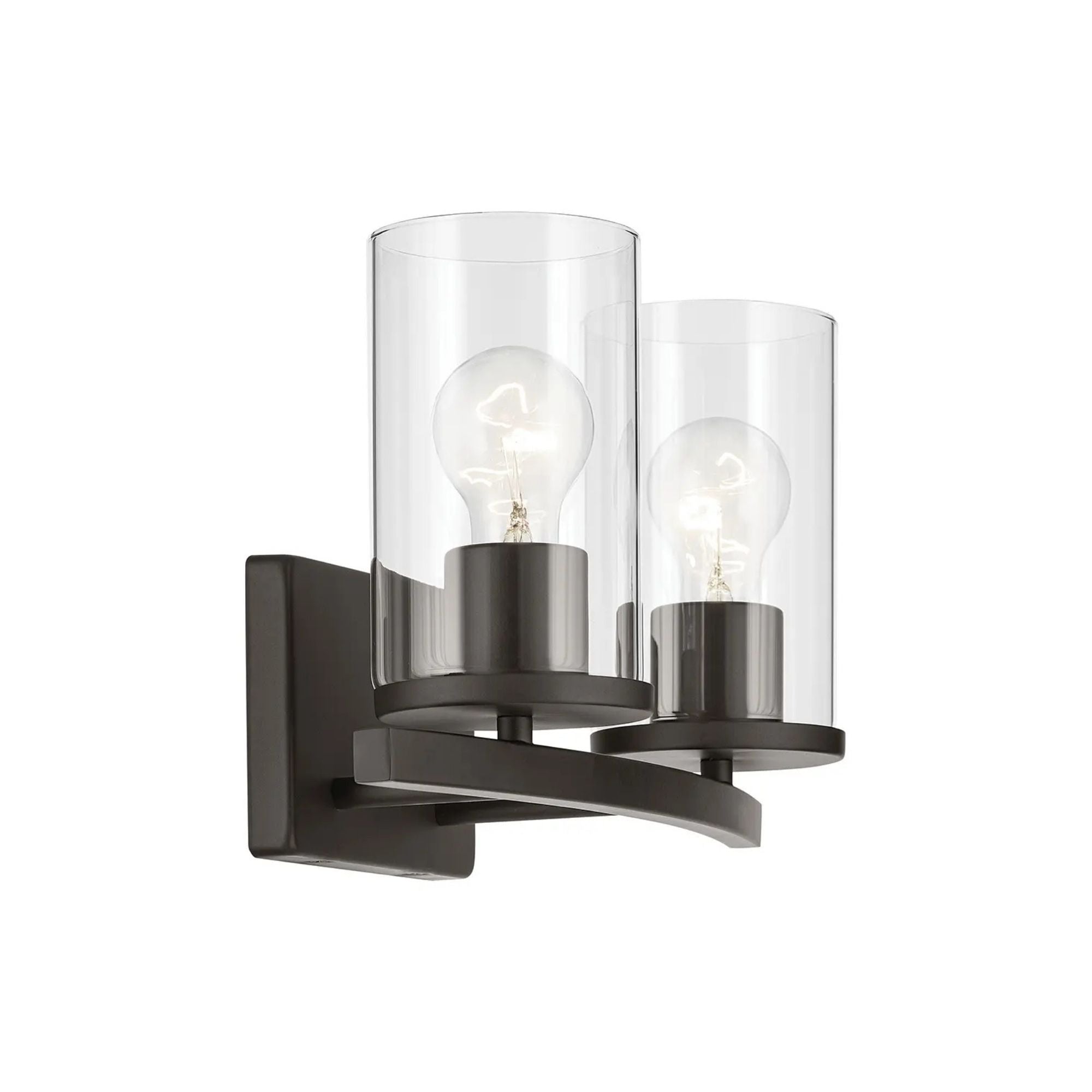 Crosby 15" 2-Light Bath Vanity Light, Olde Bronze Finish, Clear Glass