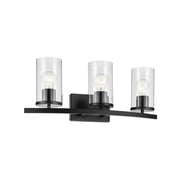 Crosby 23" 3-Light Bath Vanity Light, Black Finish, Clear Glass