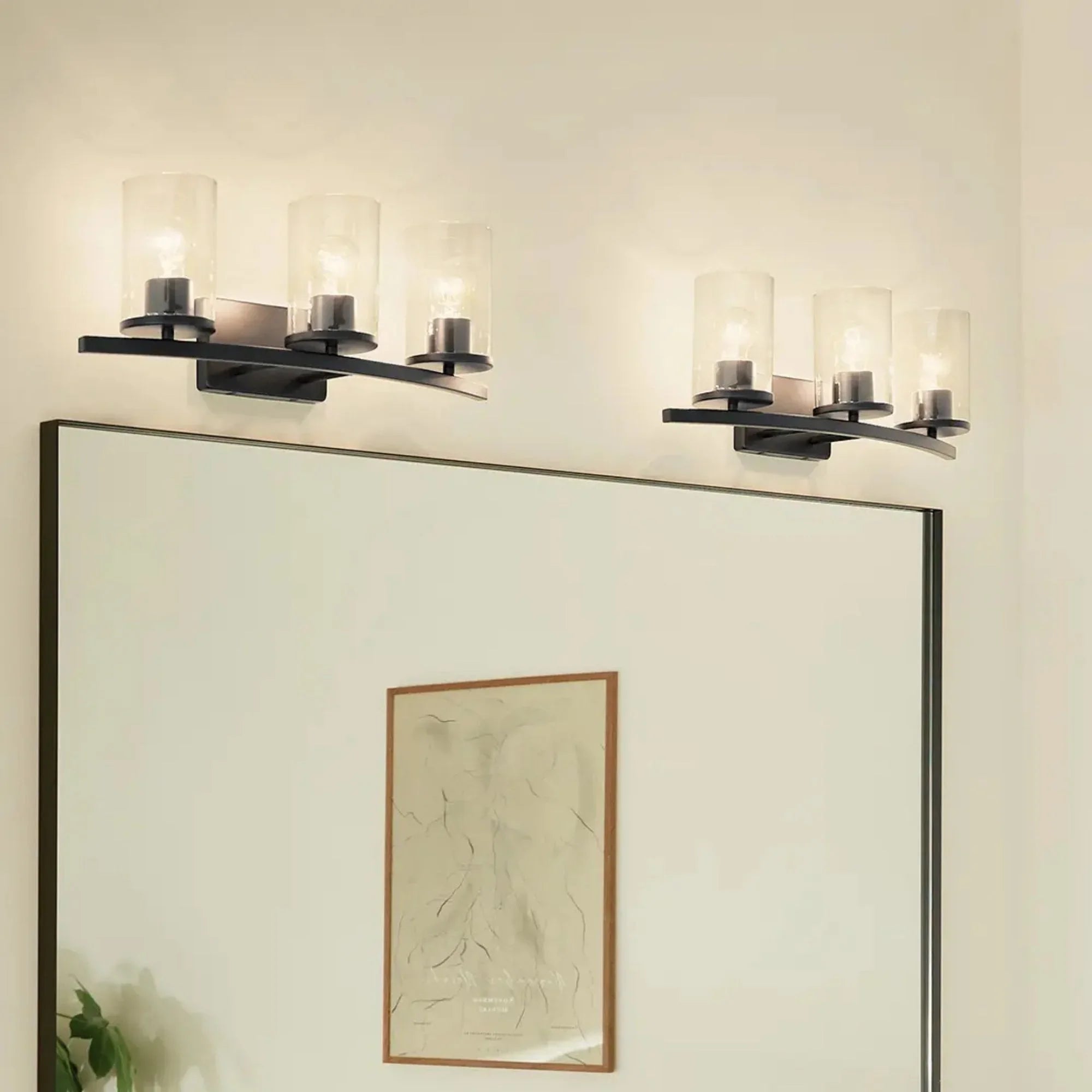 Crosby 23" 3-Light Bath Vanity Light, Black Finish, Clear Glass