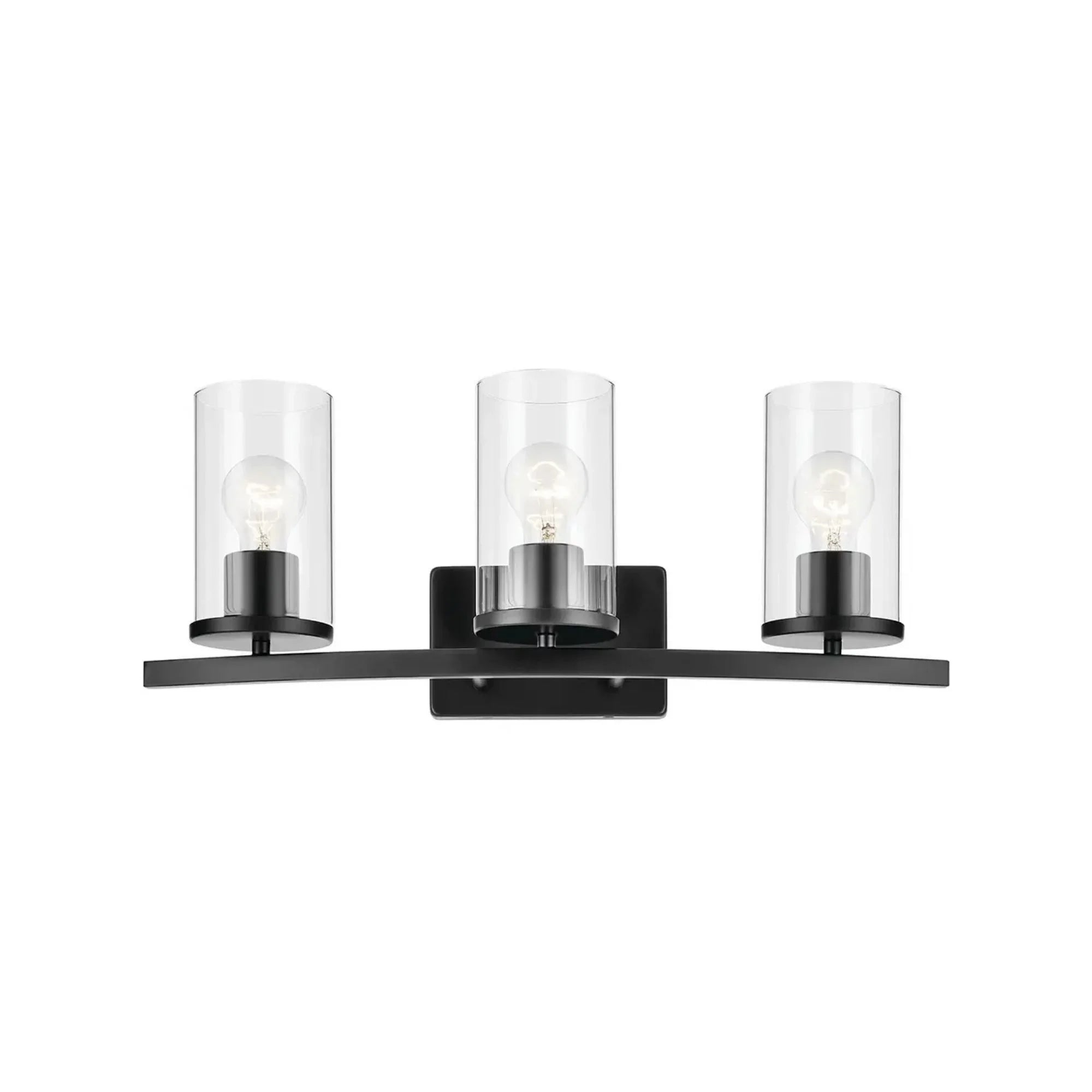 Crosby 23" 3-Light Bath Vanity Light, Black Finish, Clear Glass