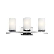 Crosby 23" 3-Light Bath Vanity Light, Chrome Finish, Etched Glass
