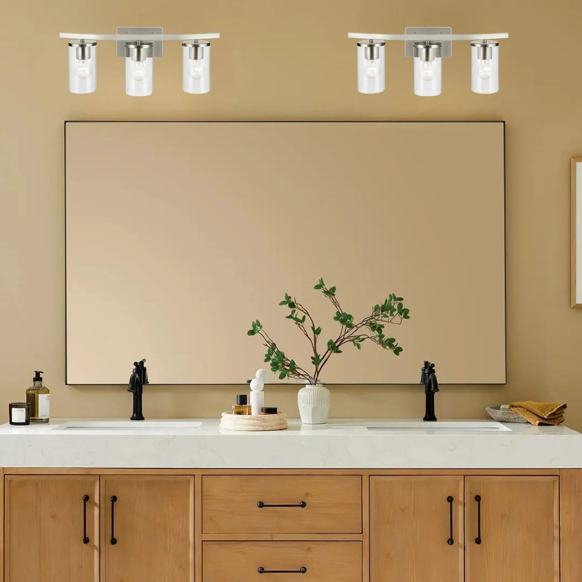 Crosby 23" 3-Light Bath Vanity Light, Chrome Finish, Clear Glass