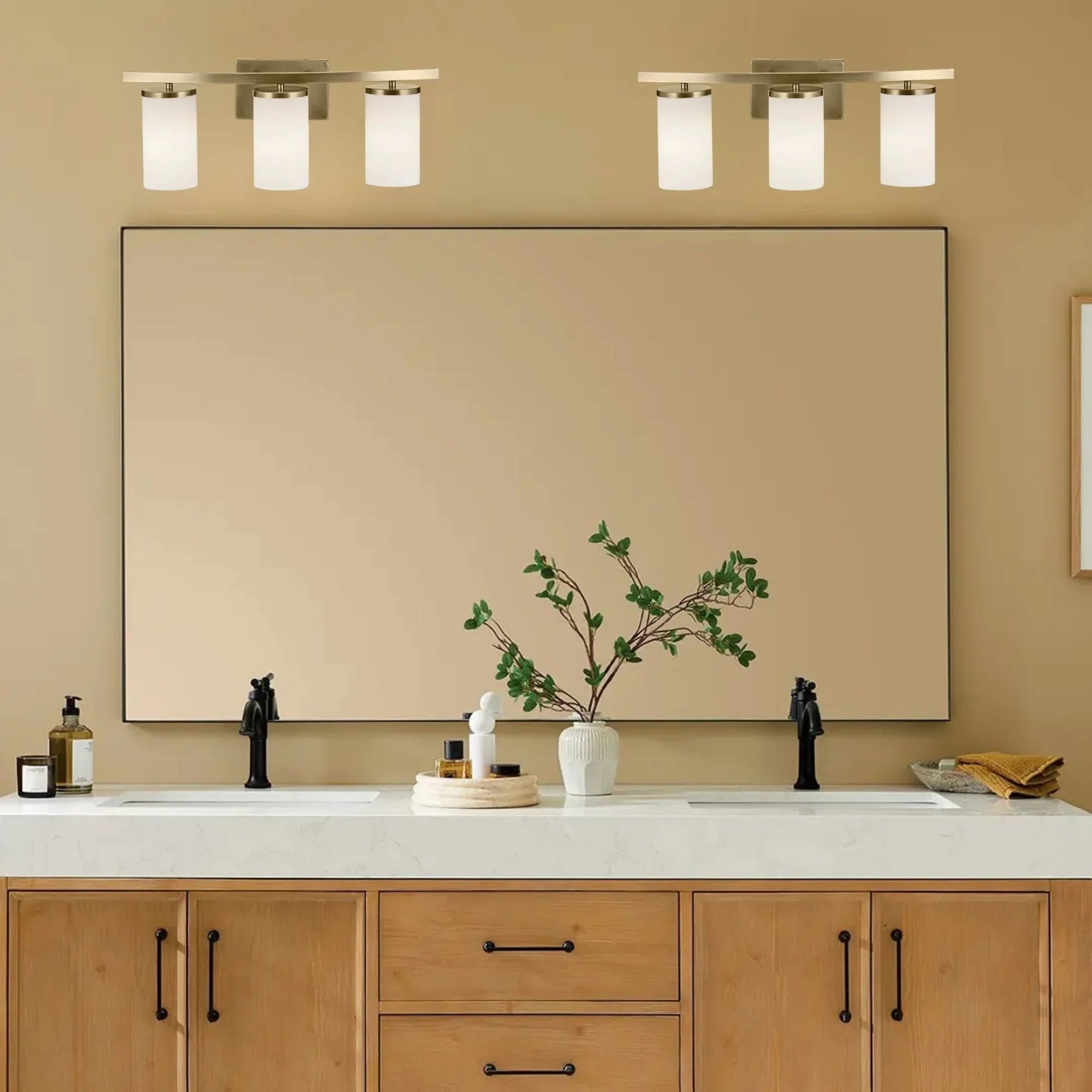Kichler Lighting - Crosby 23" 3-Light Bath Vanity Light, Natural Brass Finish, Etched Glass | Bees Lighting