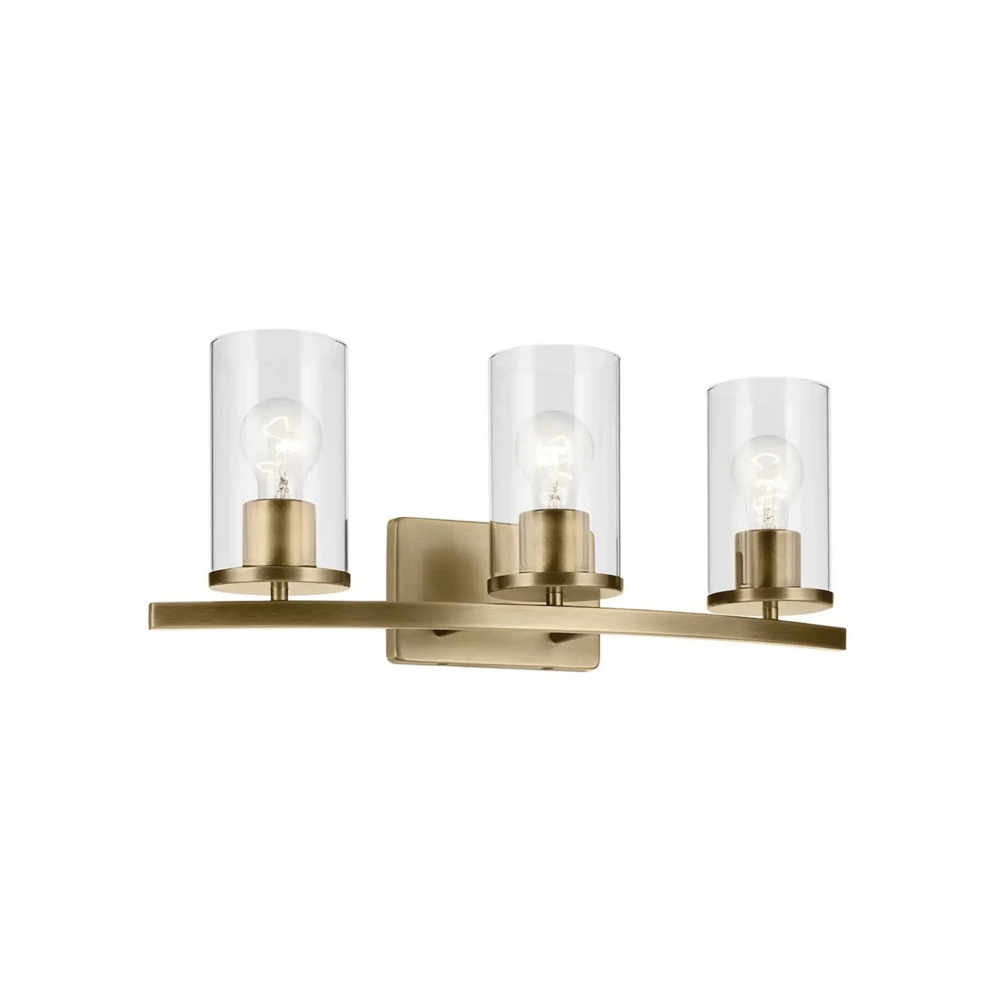 Kichler Lighting - Crosby 23" 3-Light Bath Vanity Light, Natural Brass Finish, Clear Glass | Bees Lighting