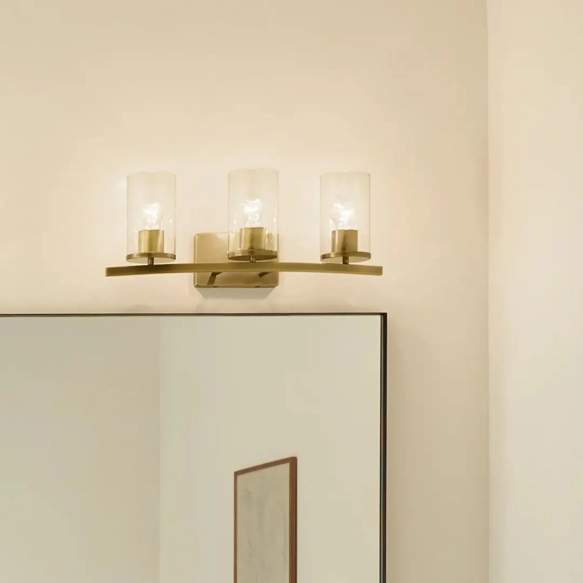 Kichler Lighting - Crosby 23" 3-Light Bath Vanity Light, Natural Brass Finish, Clear Glass | Bees Lighting