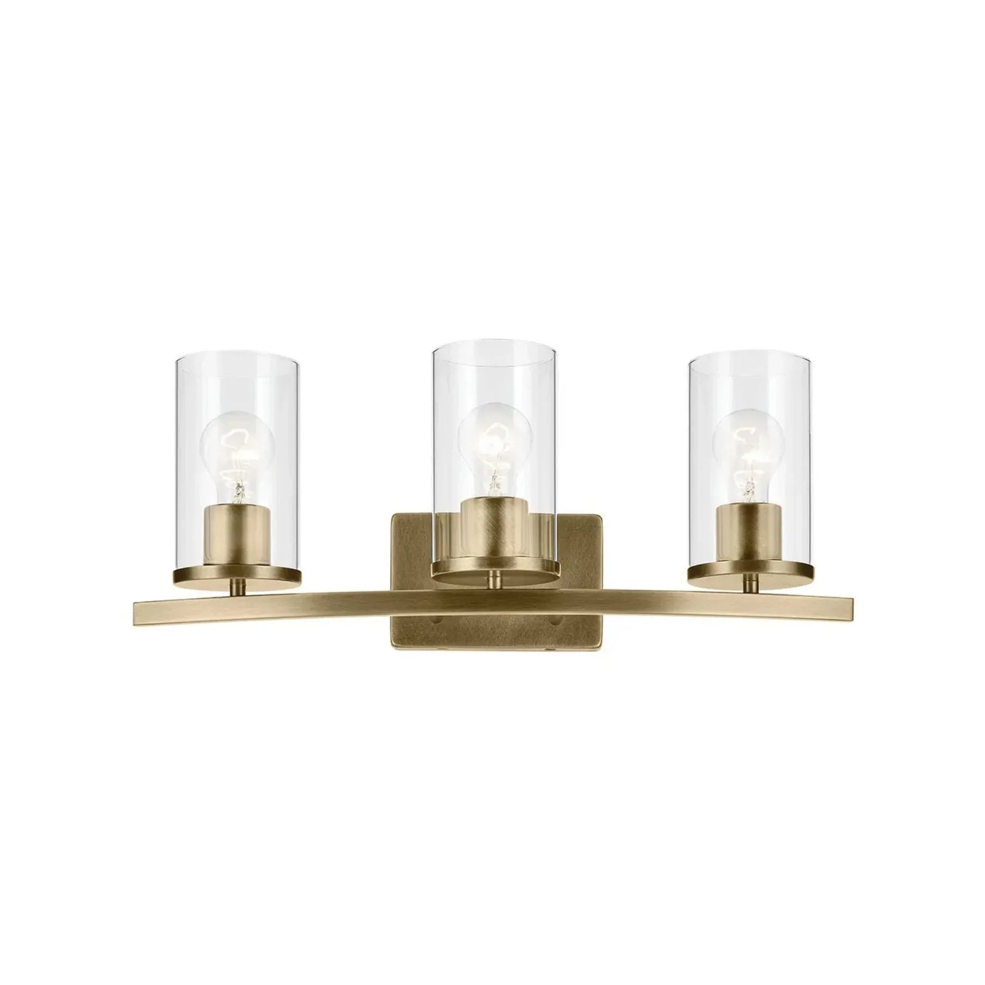 Kichler Lighting - Crosby 23" 3-Light Bath Vanity Light, Natural Brass Finish, Clear Glass | Bees Lighting
