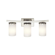 Crosby 23" 3-Light Bath Vanity Light, Brushed Nickel Finish, Etched Glass - Bees Lighting