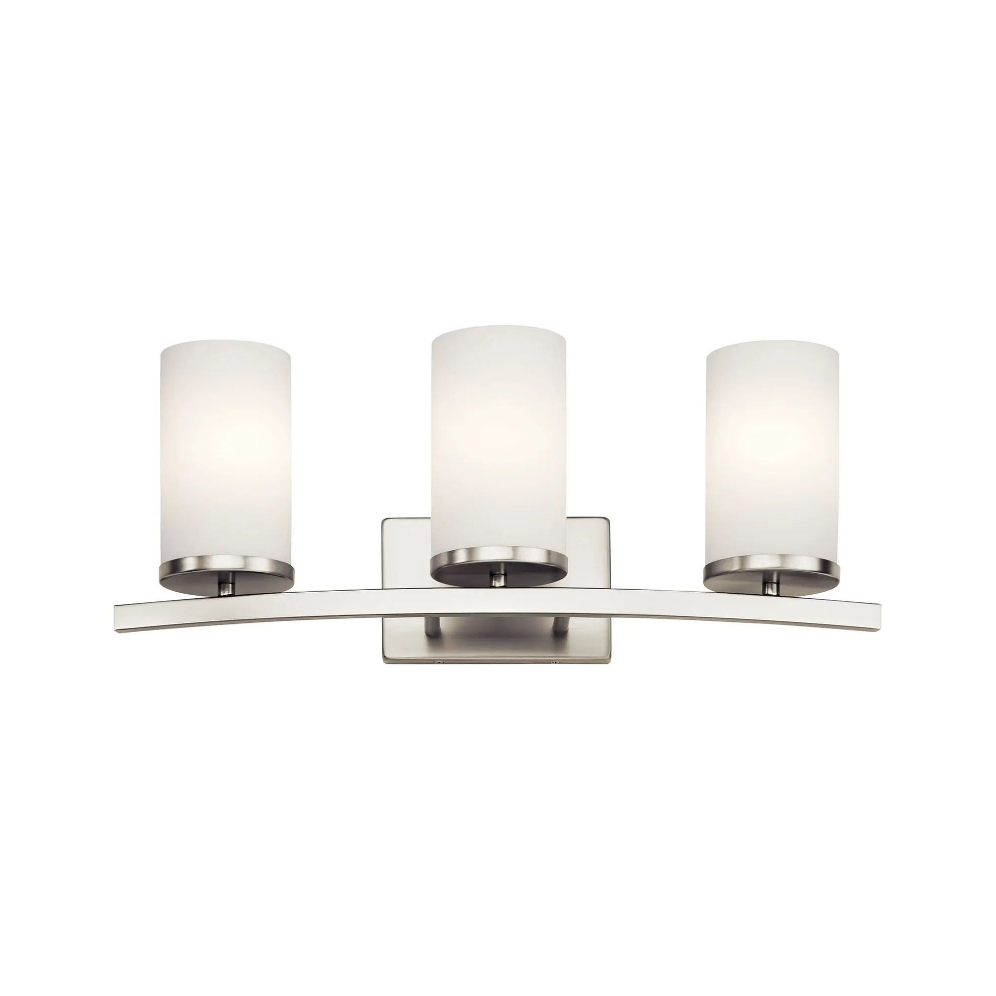 Crosby 23" 3-Light Bath Vanity Light, Brushed Nickel Finish, Etched Glass - Bees Lighting