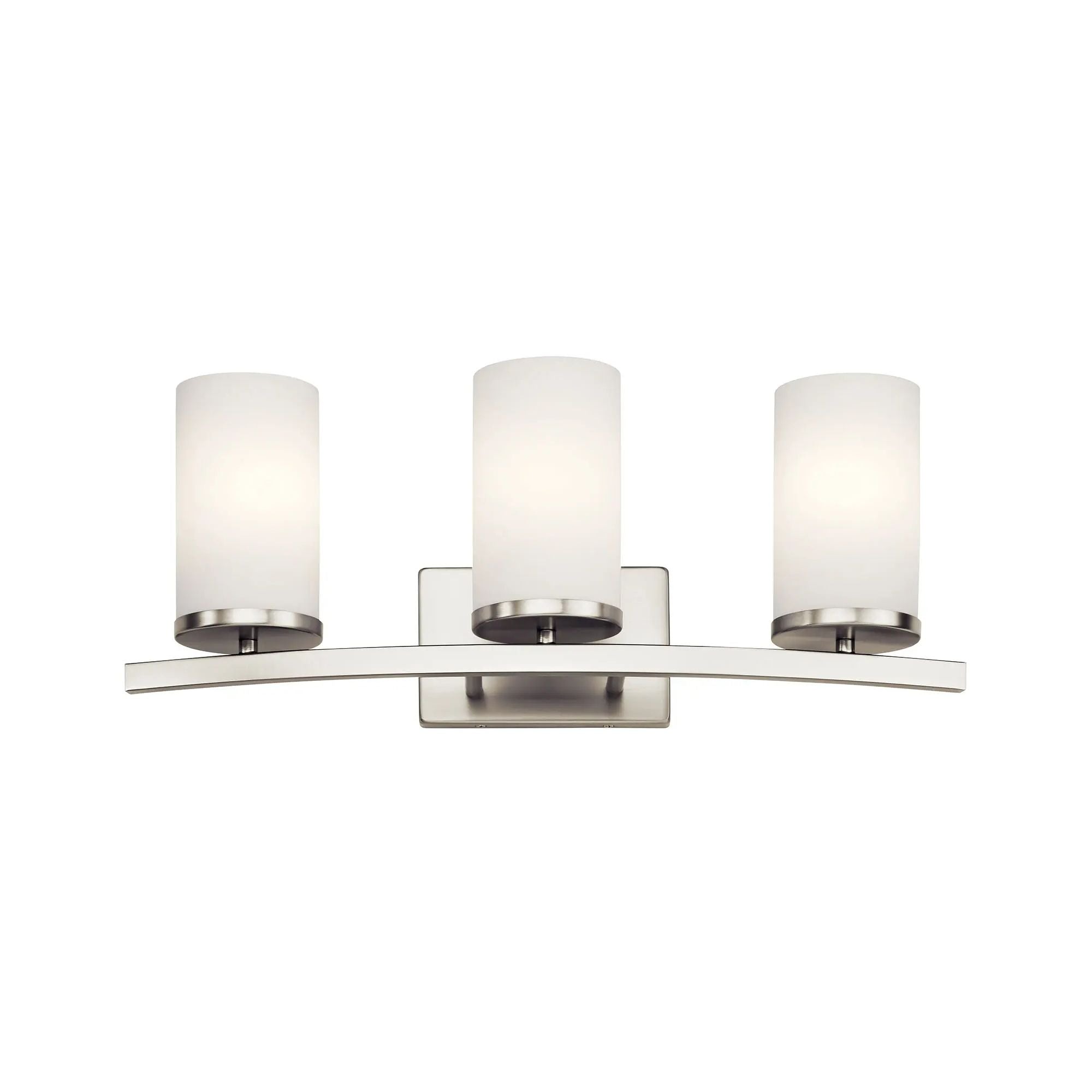 Crosby 23" 3-Light Bath Vanity Light, Brushed Nickel Finish, Etched Glass - Bees Lighting