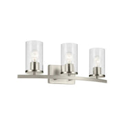 Crosby 23" 3-Light Bath Vanity Light, Brushed Nickel Finish, Clear Glass
