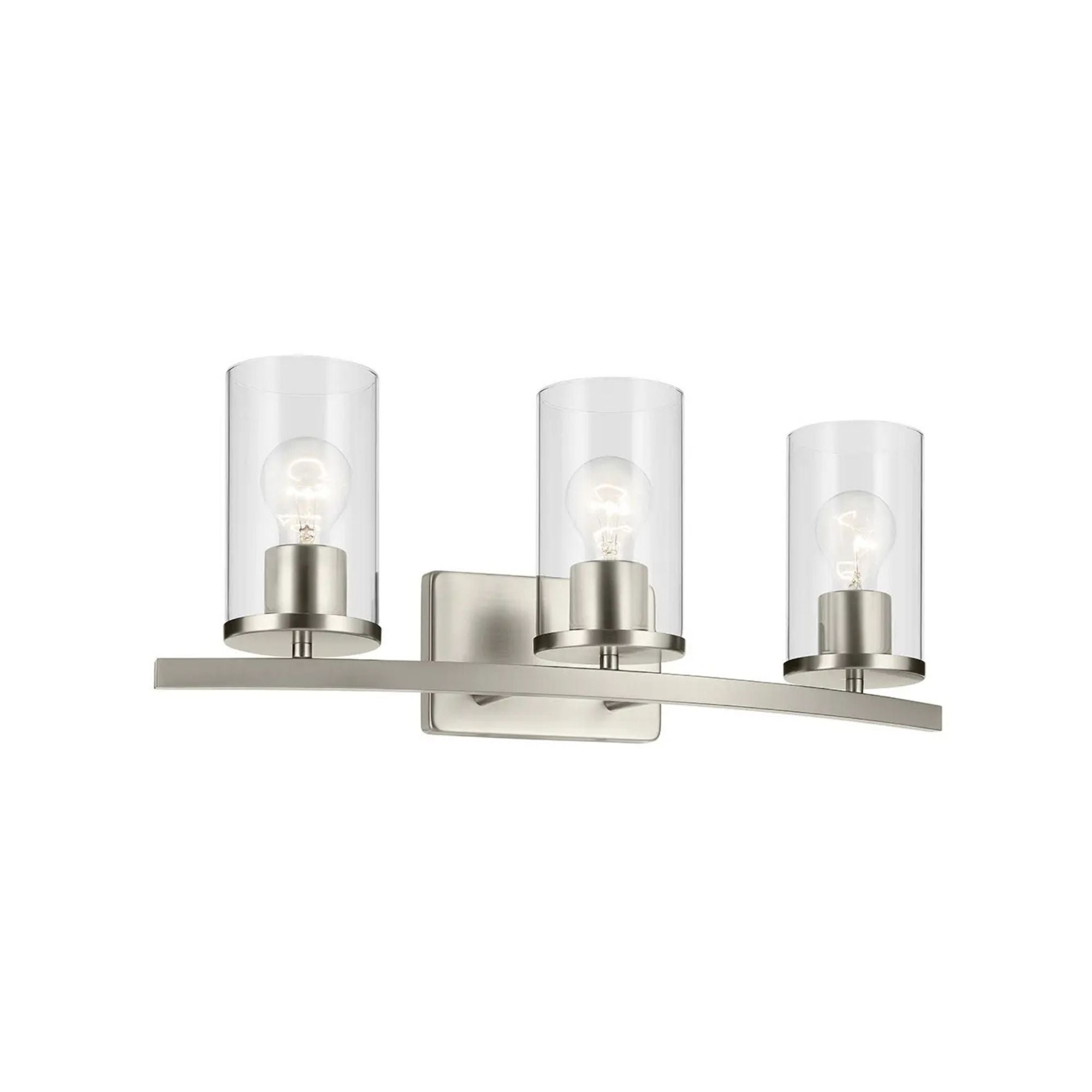 Crosby 23" 3-Light Bath Vanity Light, Brushed Nickel Finish, Clear Glass