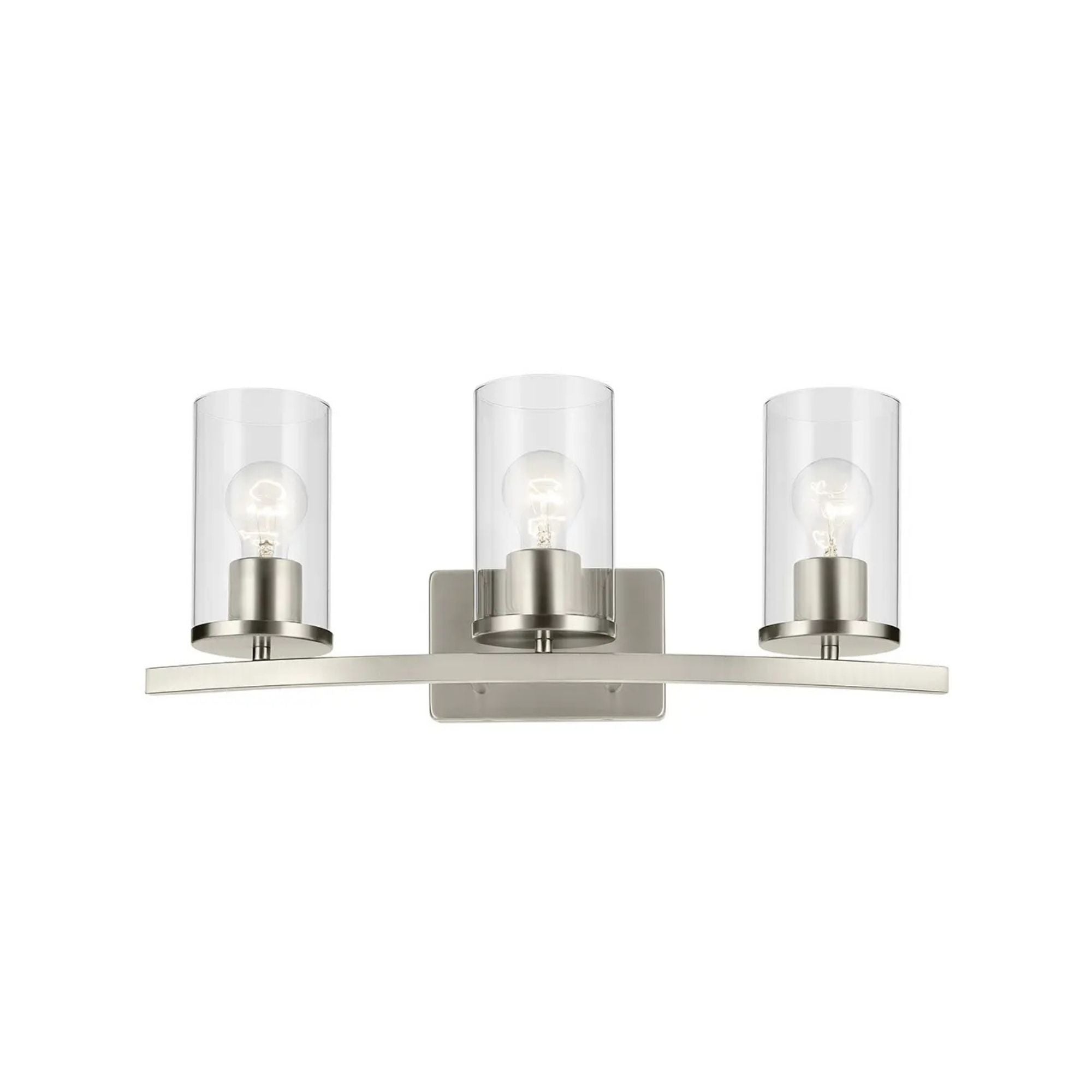 Crosby 23" 3-Light Bath Vanity Light, Brushed Nickel Finish, Clear Glass