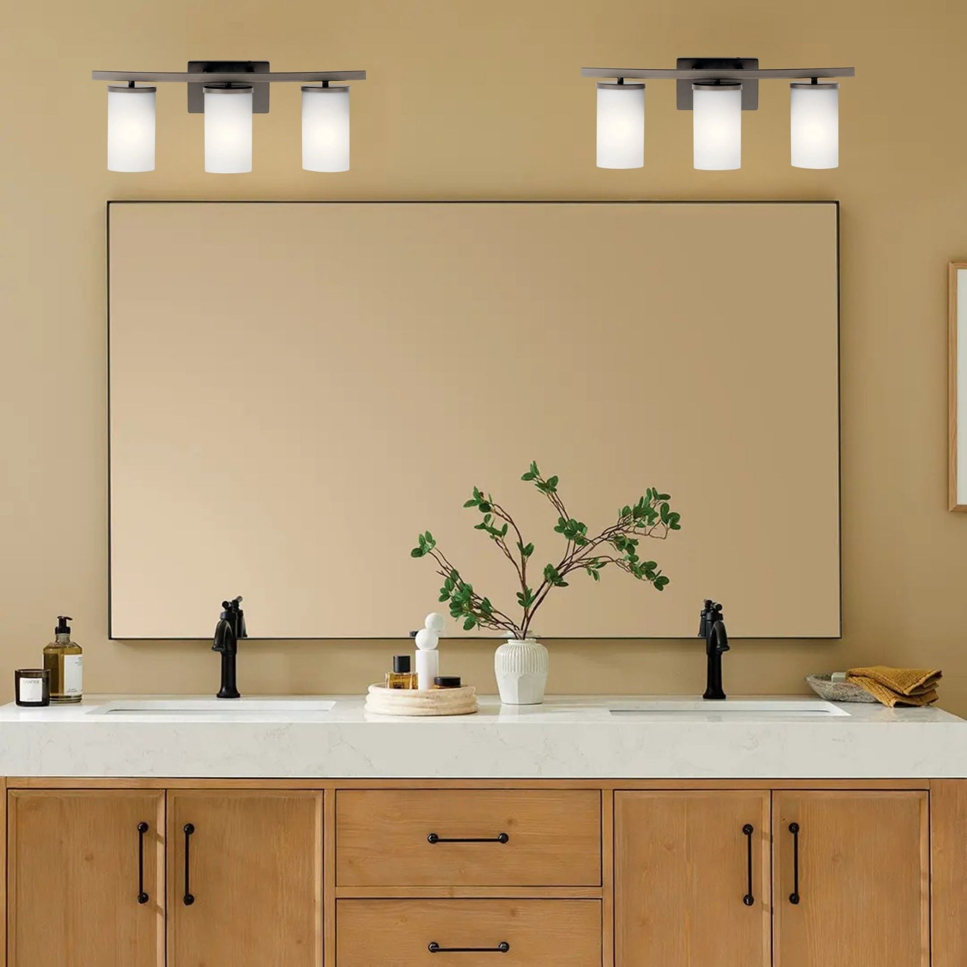 Crosby 23" 3-Light Bath Vanity Light, Olde Bronze Finish, Etched Glass - Bees Lighting