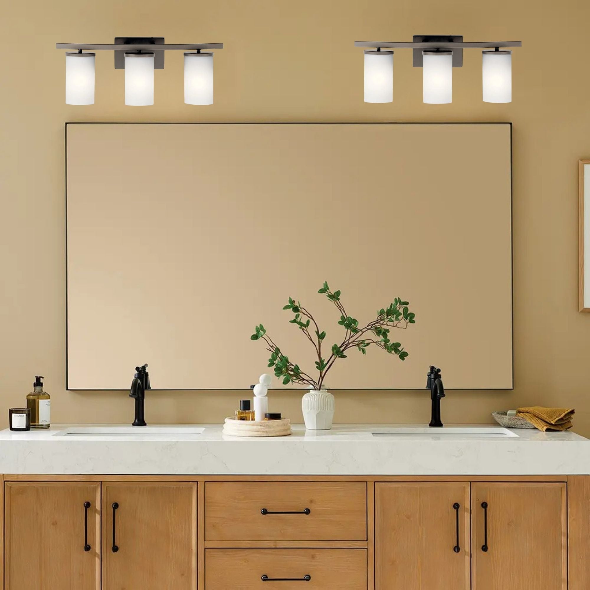 Crosby 23" 3-Light Bath Vanity Light, Olde Bronze Finish, Etched Glass