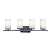 Crosby 31" 4-Light Bath Vanity Light, Black Finish, Etched Glass