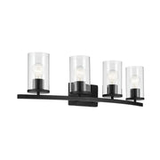Crosby 31" 4-Light Bath Vanity Light, Black Finish, Clear Glass