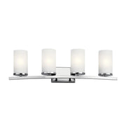 Crosby 31" 4-Light Bath Vanity Light, Chrome Finish, Etched Glass - Bees Lighting