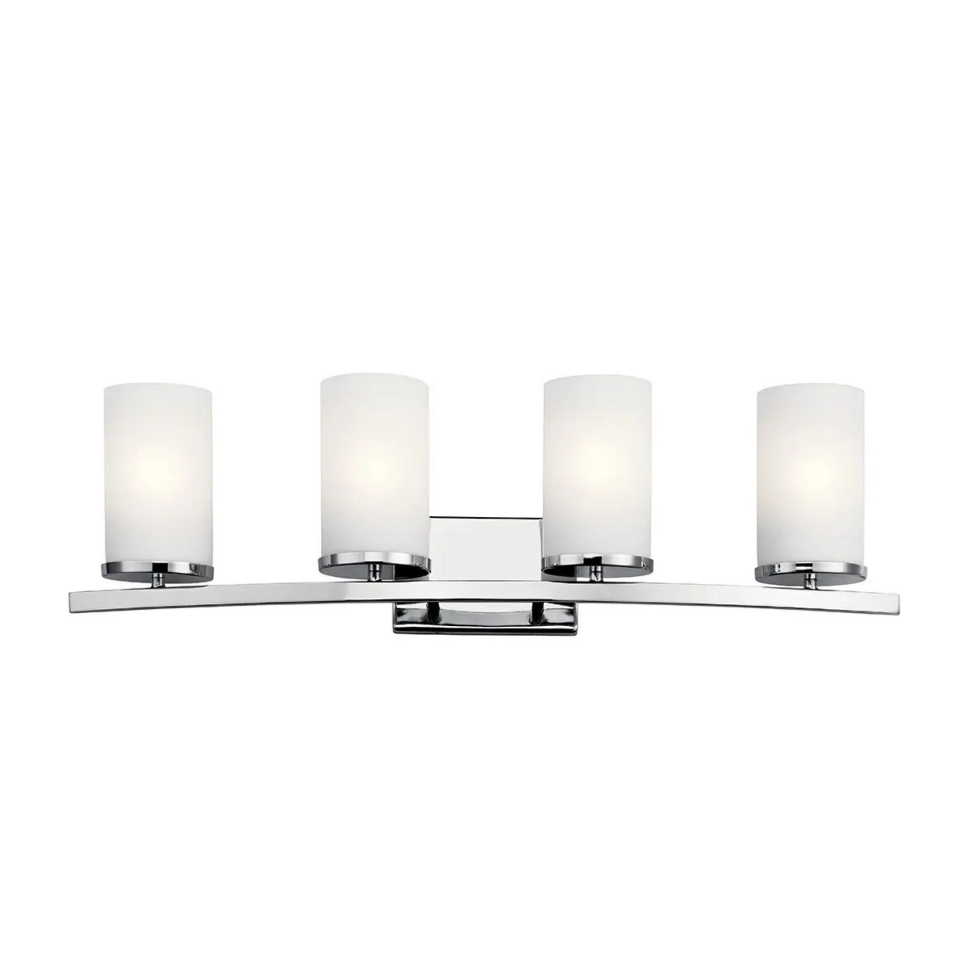 Crosby 31" 4-Light Bath Vanity Light, Chrome Finish, Etched Glass - Bees Lighting