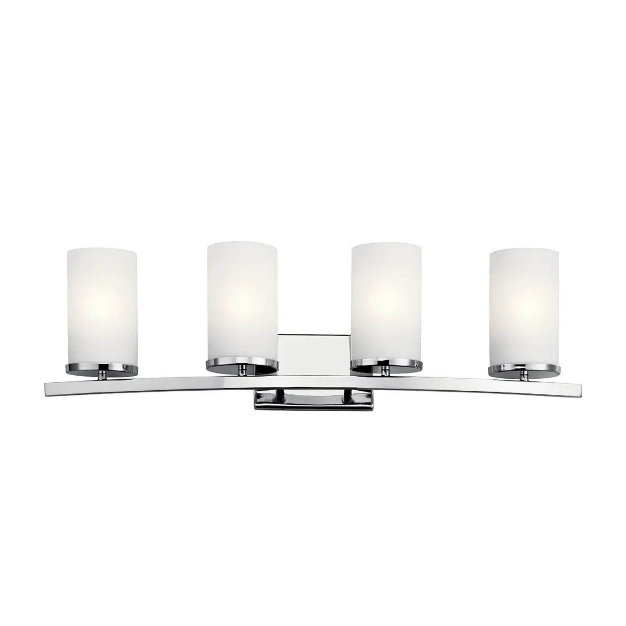 Crosby 31" 4-Light Bath Vanity Light, Chrome Finish, Etched Glass