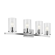 Crosby 31" 4-Light Bath Vanity Light, Chrome Finish, Clear Glass