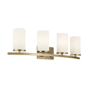 Crosby 31" 4-Light Bath Vanity Light, Natural Brass Finish, Etched Glass