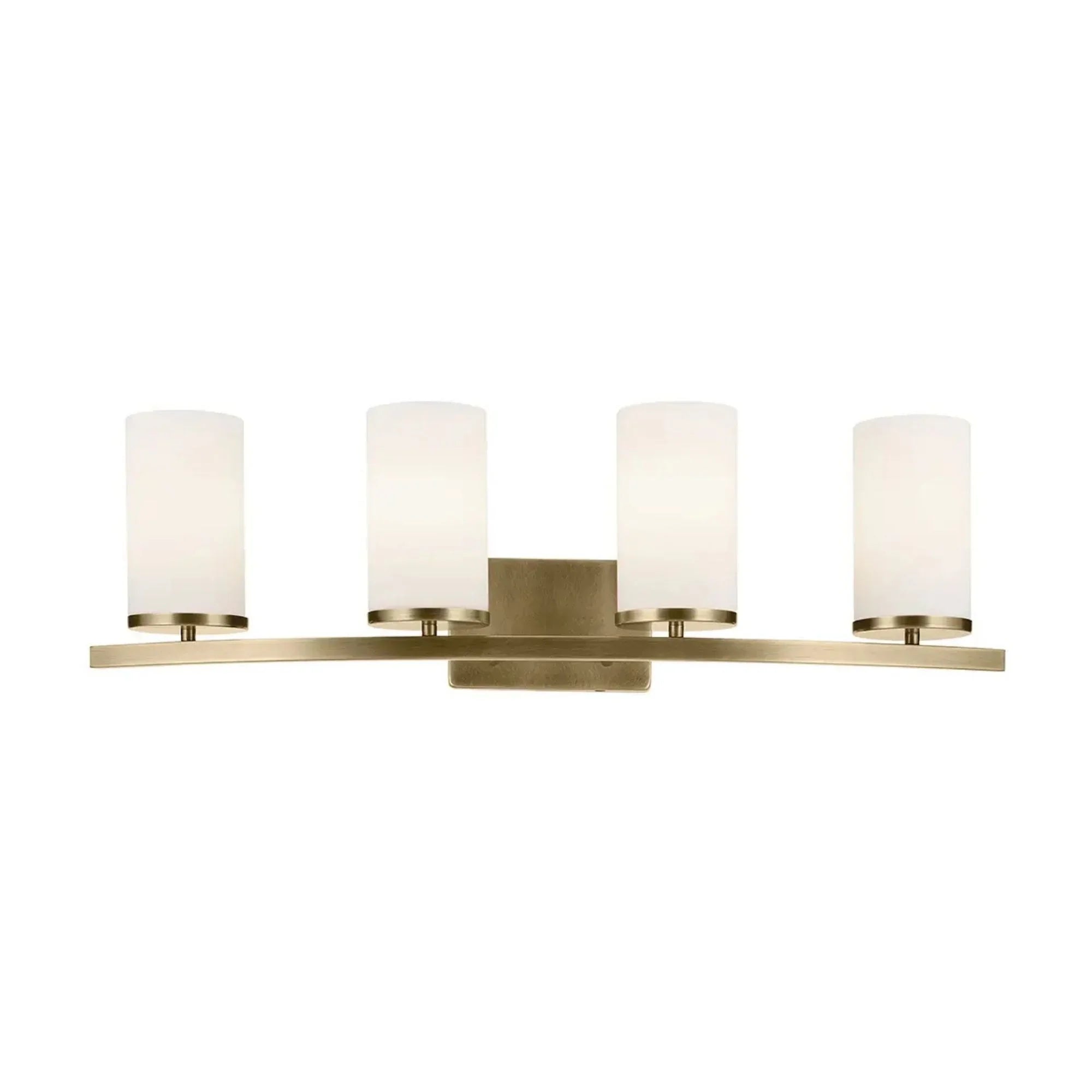Crosby 31" 4-Light Bath Vanity Light, Natural Brass Finish, Etched Glass