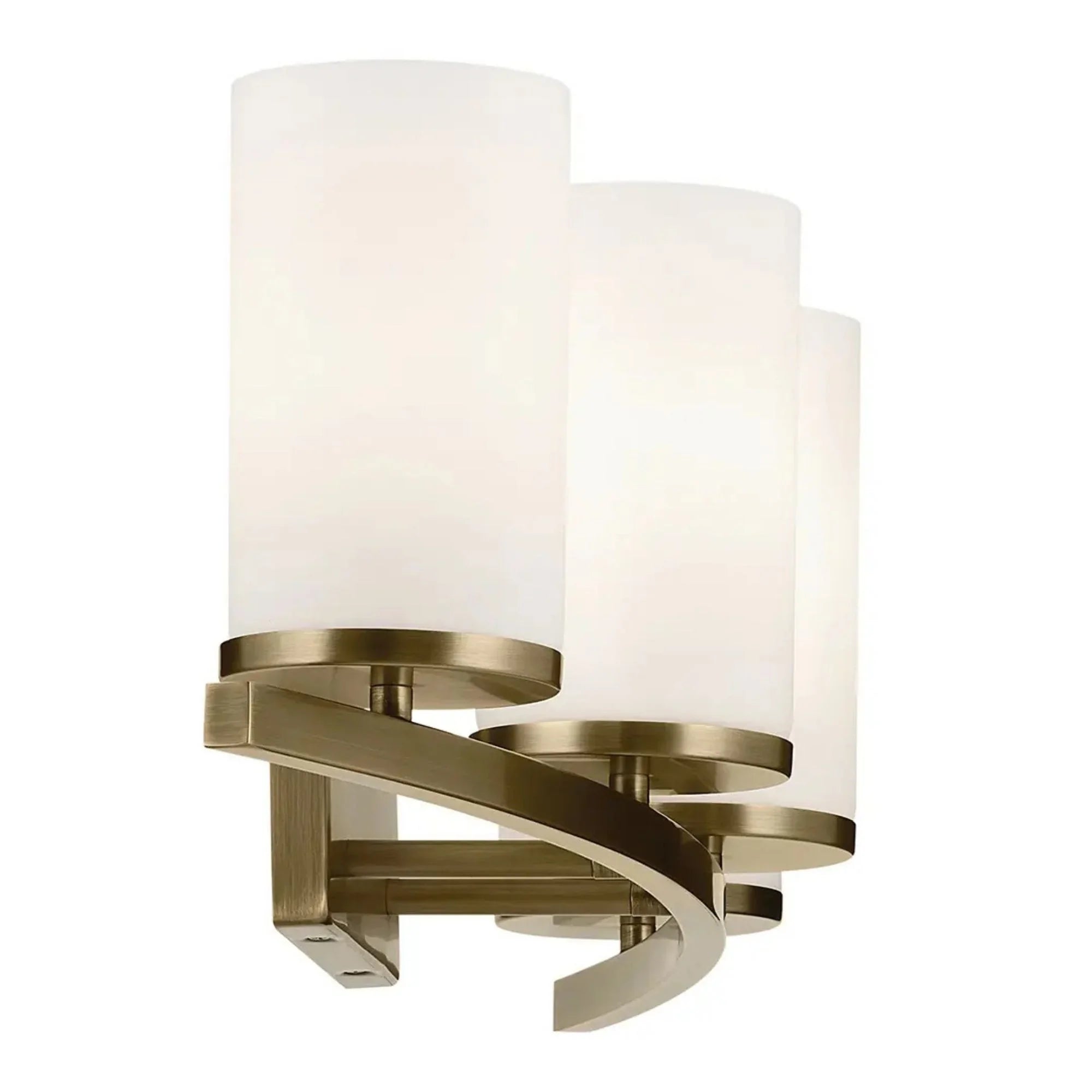 Crosby 31" 4-Light Bath Vanity Light, Natural Brass Finish, Etched Glass