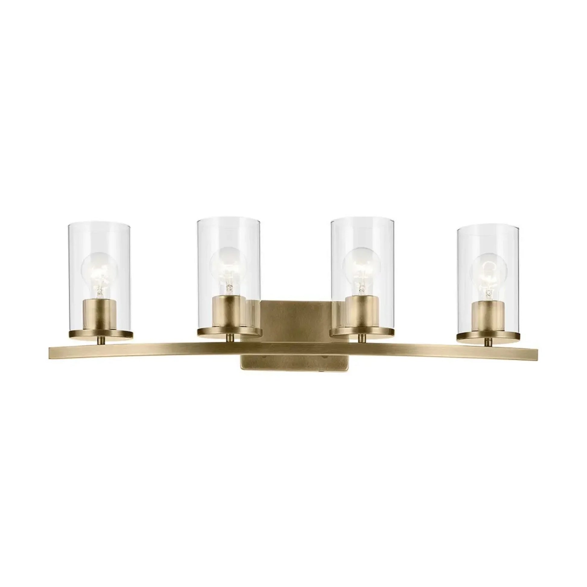 Crosby 31" 4-Light Bath Vanity Light, Natural Brass Finish, Clear Glass - Bees Lighting