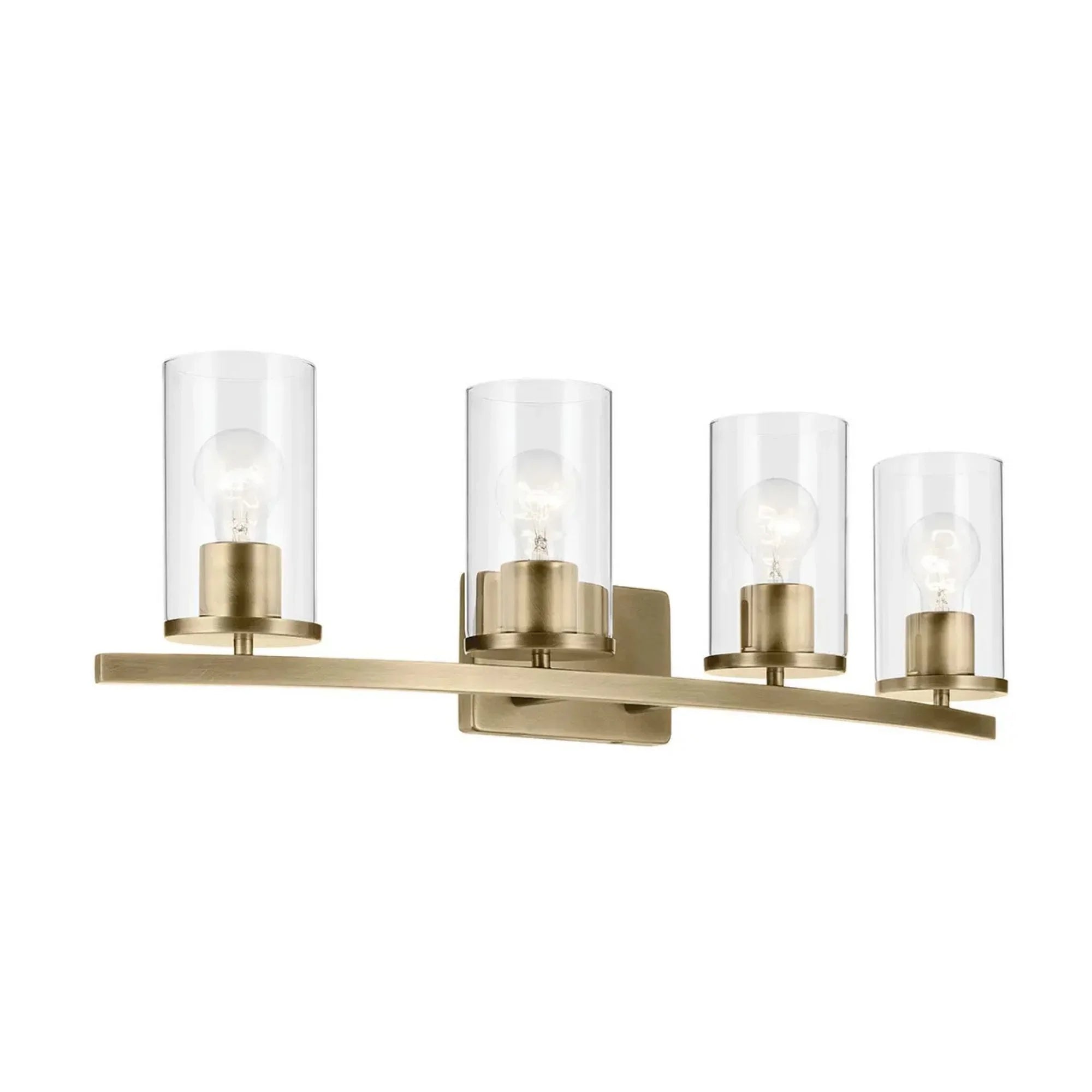 Crosby 31" 4-Light Bath Vanity Light, Natural Brass Finish, Clear Glass - Bees Lighting