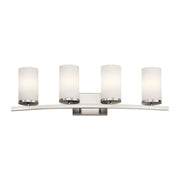 Crosby 31" 4-Light Bath Vanity Light, Brushed Nickel Finish, Etched Glass - Bees Lighting