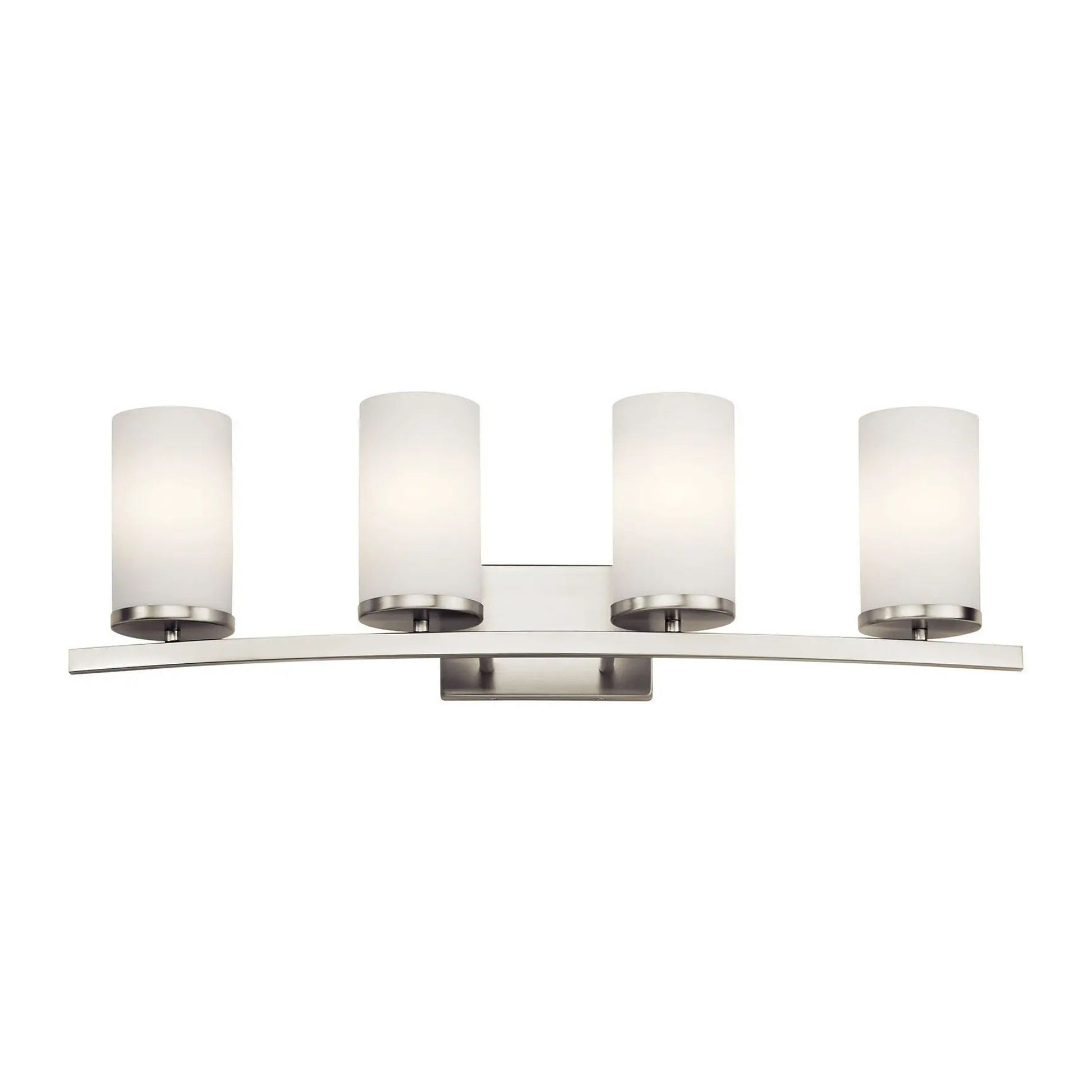 Crosby 31" 4-Light Bath Vanity Light, Brushed Nickel Finish, Etched Glass - Bees Lighting