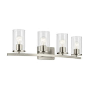 Crosby 31" 4-Light Bath Vanity Light, Brushed Nickel Finish, Clear Glass