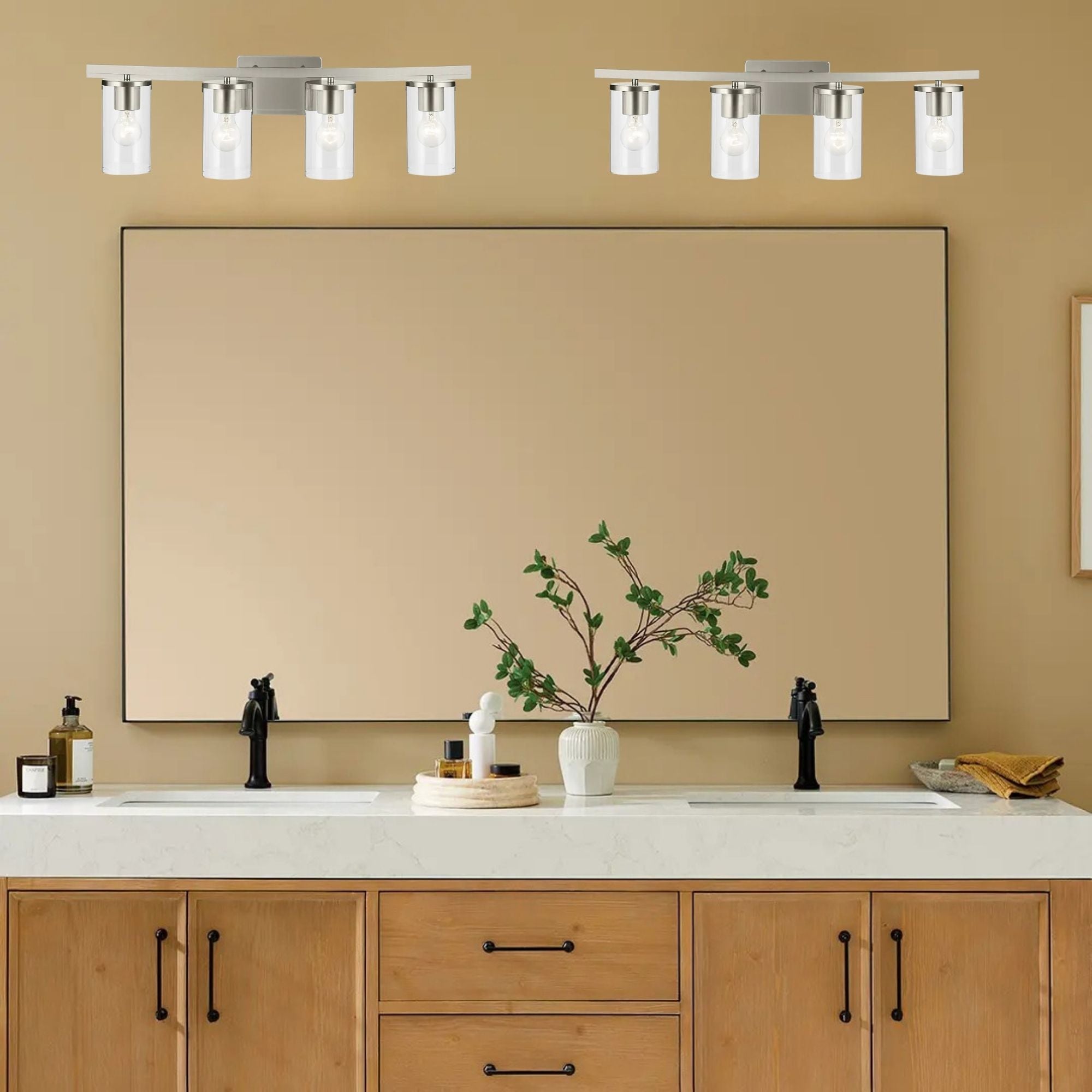 Crosby 31" 4-Light Bath Vanity Light, Brushed Nickel Finish, Clear Glass