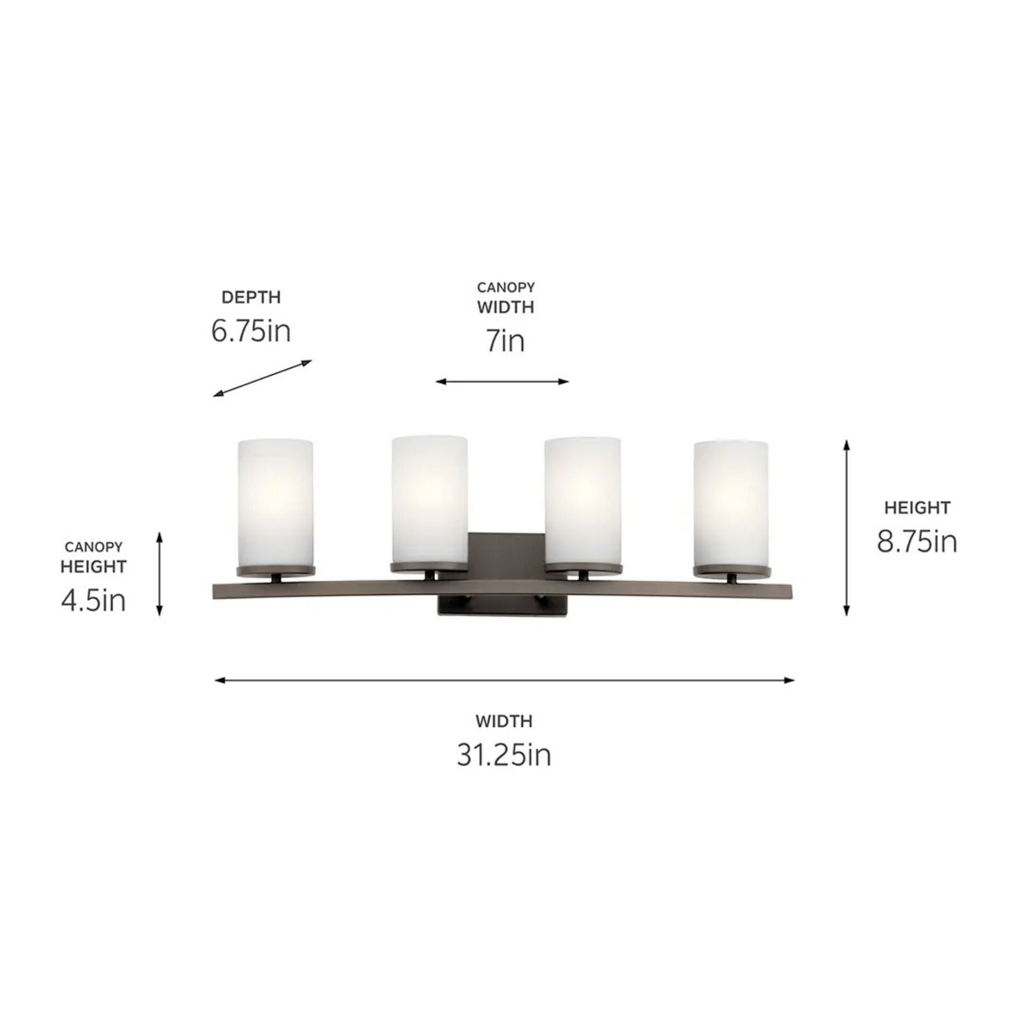 Crosby 31" 4-Light Bath Vanity Light, Olde Bronze Finish, Etched Glass