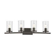 Crosby 31" 4-Light Bath Vanity Light, Olde Bronze Finish, Clear Glass - Bees Lighting