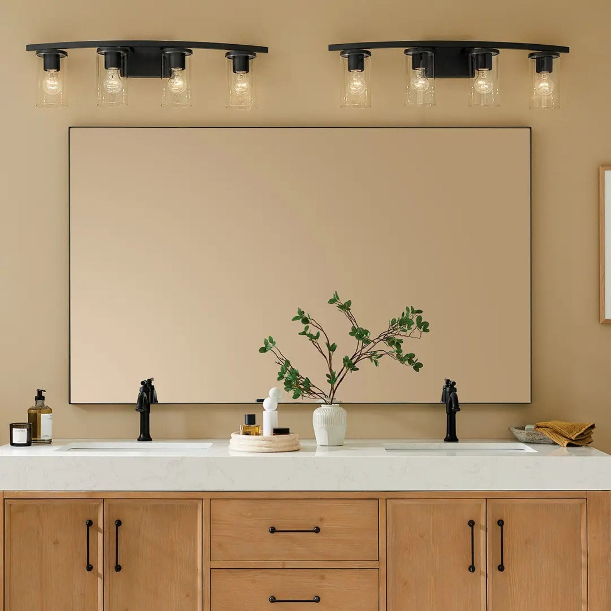 Crosby 31" 4-Light Bath Vanity Light, Olde Bronze Finish, Clear Glass