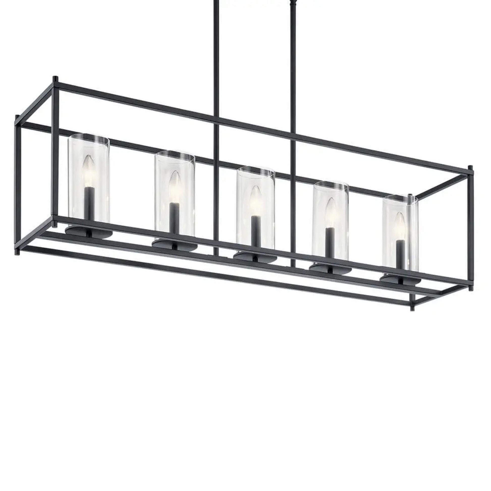 Crosby 42" 5-Light Linear Chandelier, Black Finish - Bees Lighting
