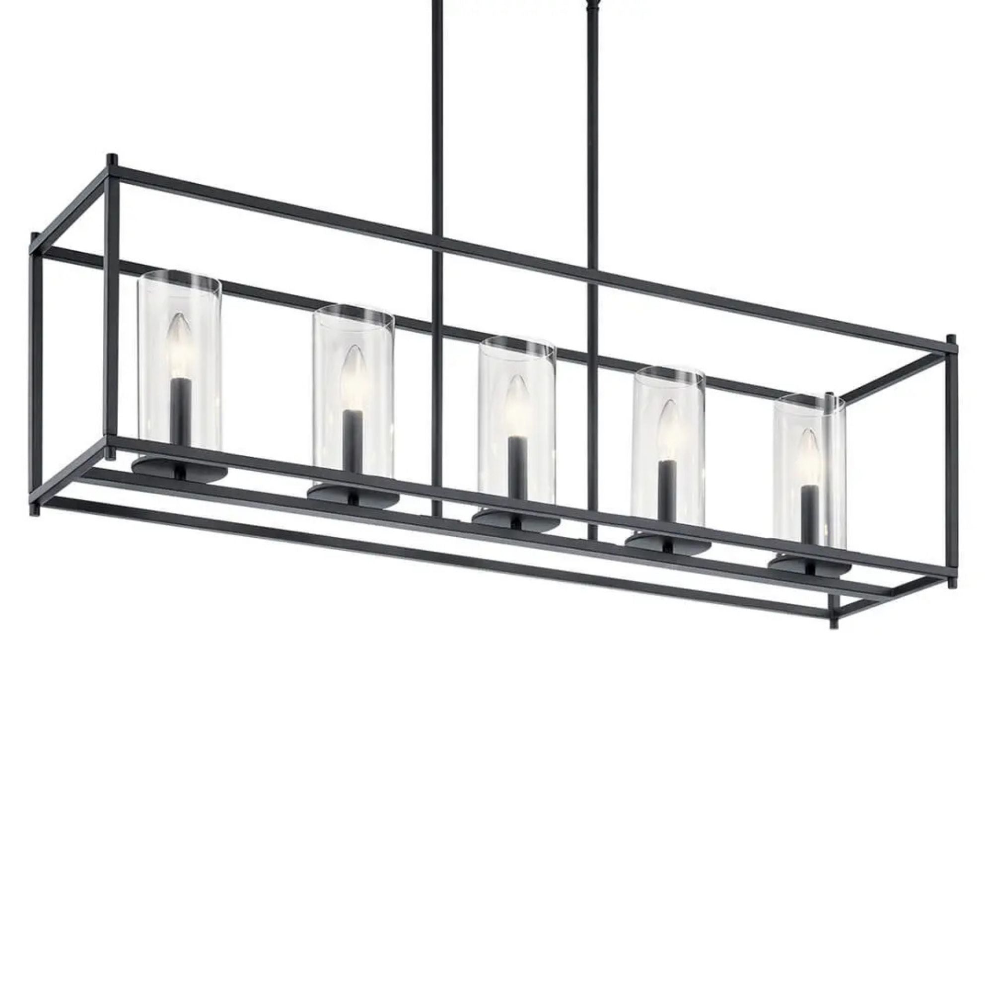 Crosby 42" 5-Light Linear Chandelier, Black Finish - Bees Lighting