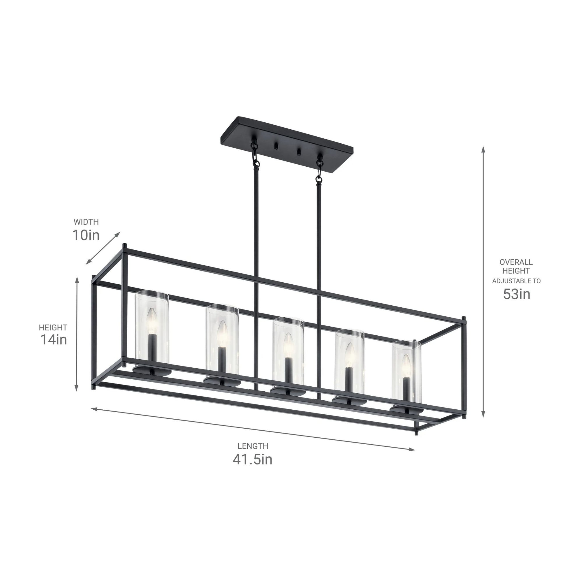 Crosby 42" 5-Light Linear Chandelier, Black Finish - Bees Lighting