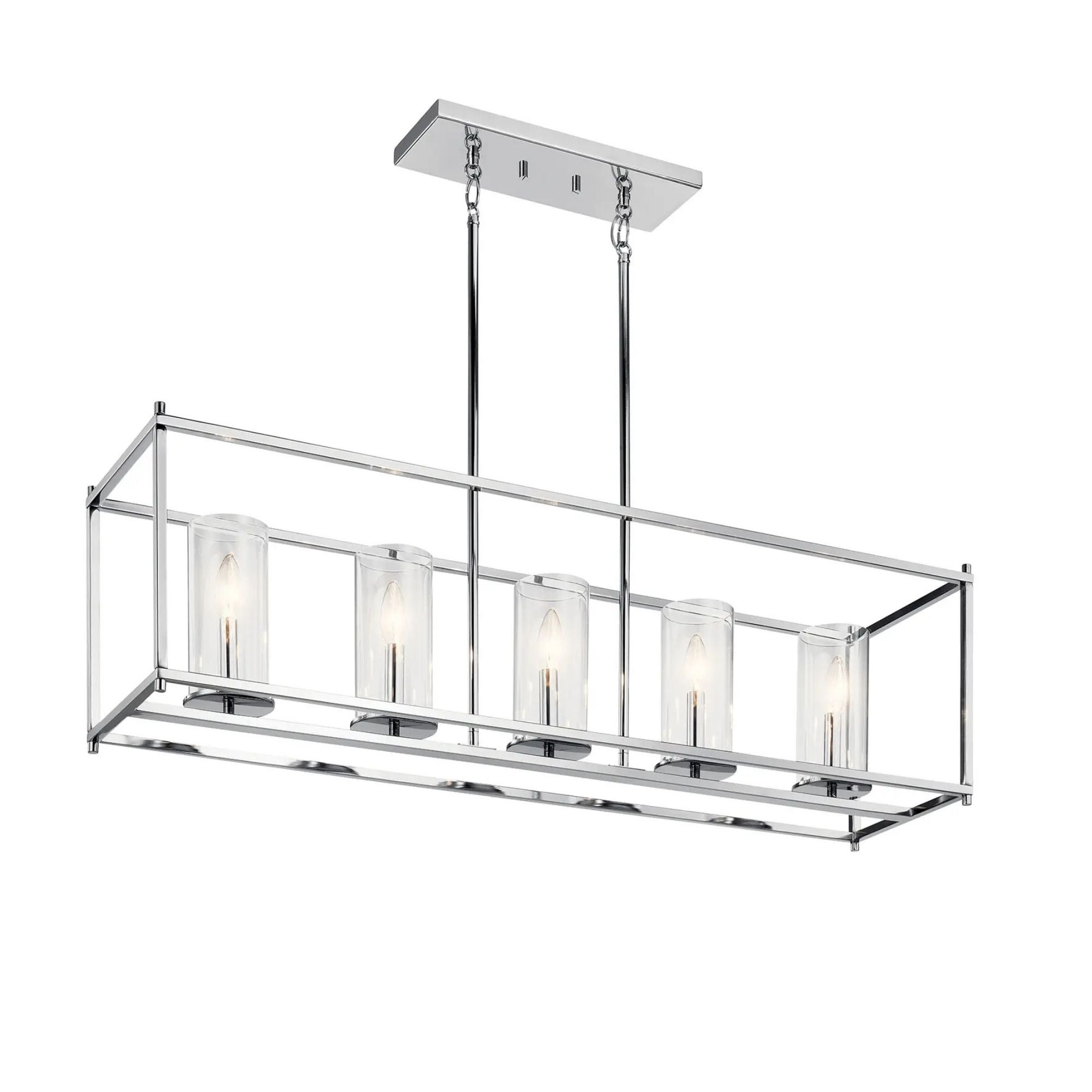 Crosby 42" 5-Light Linear Chandelier, Chrome Finish