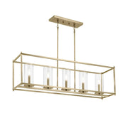 Crosby 42" 5-Light Linear Chandelier, Natural Brass Finish