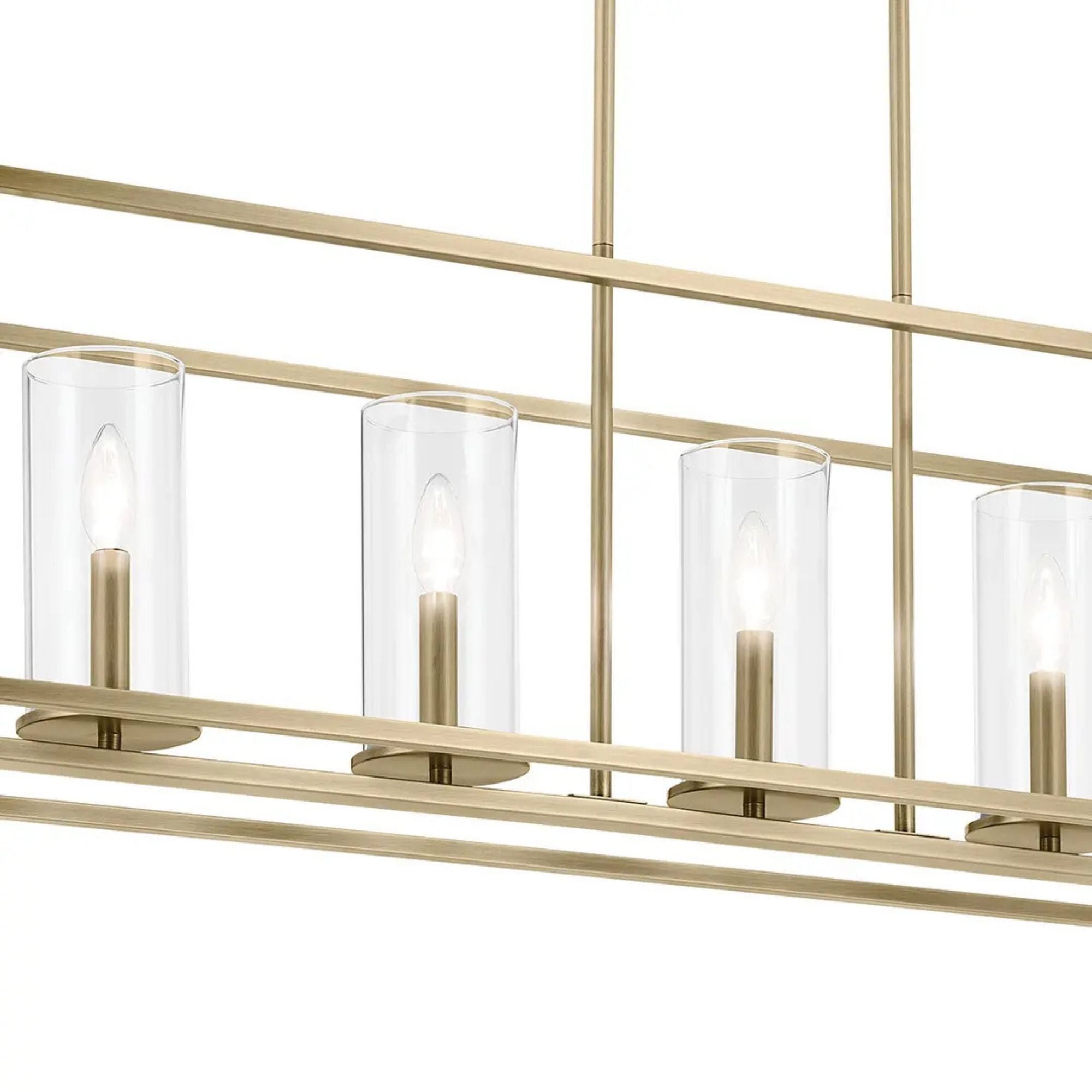 Crosby 42" 5-Light Linear Chandelier, Natural Brass Finish